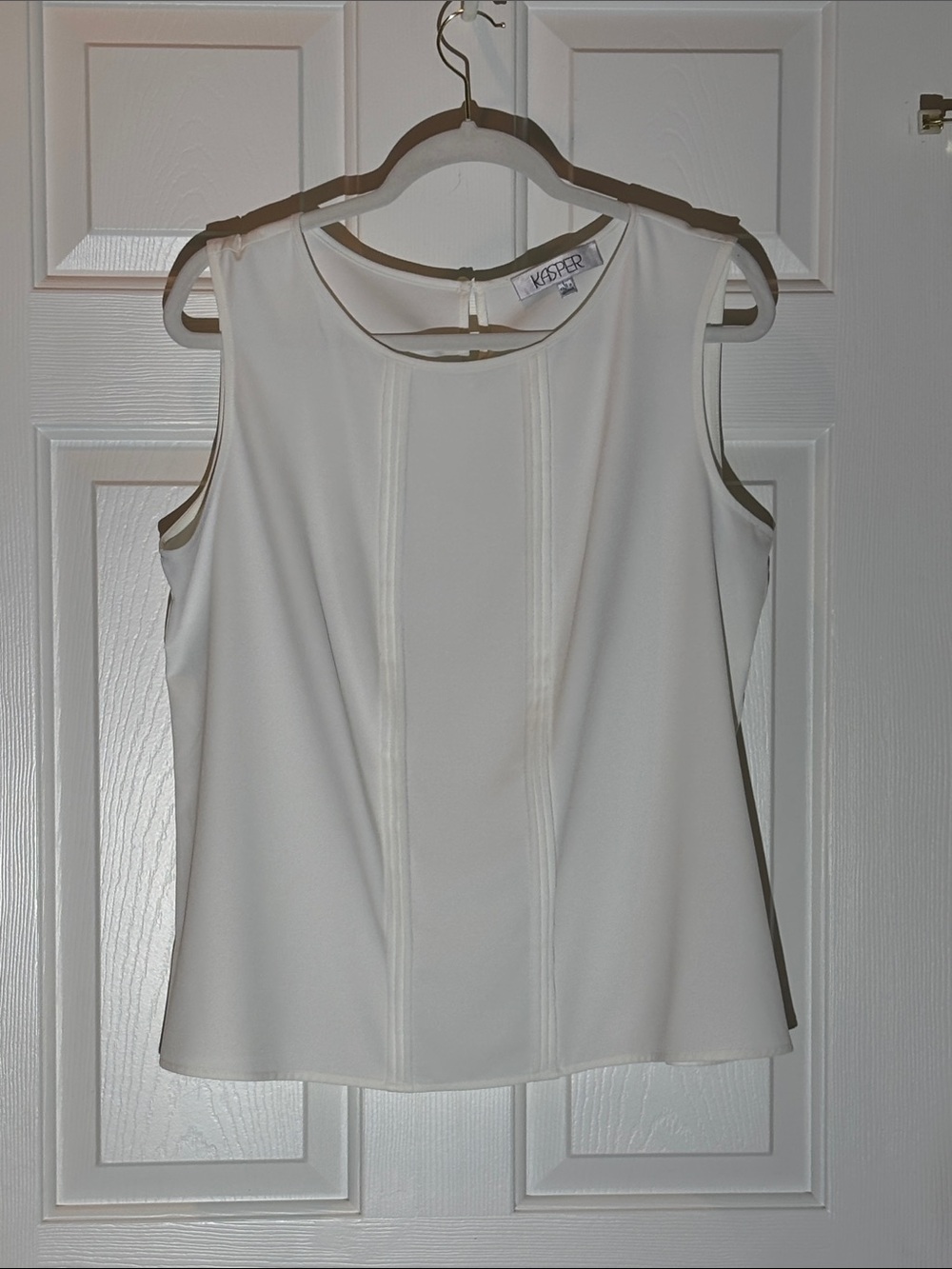 Kasper Cream-White Sleeveless Shell Top